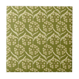 Modern Floral Pattern: White Umbel Flowers Tegeltje