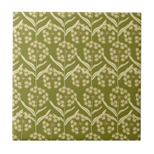 Modern Floral Pattern: White Umbel Flowers Tegeltje (Voorkant)