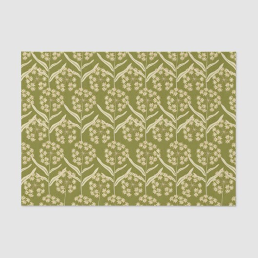 Modern Floral Pattern: White Umbel Flowers Tissuepapier (Voorkant)