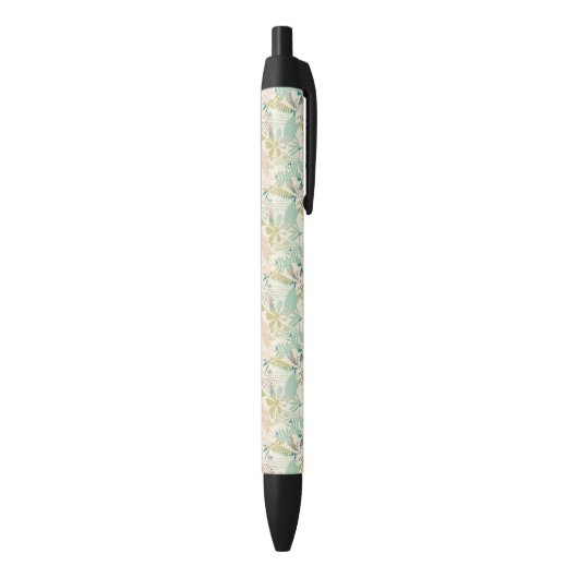Modern Floral Pattern Zwarte Inkt Pen (Achterkant (Verticaal))