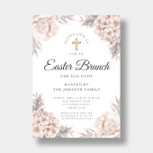 Modern Floral Peonies Religieuze Pasen Brunch Kaart