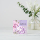 Modern Floral Peony Flower Vierkante Visitekaartje (Staand voorkant)