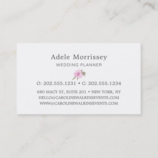 Modern Floral Peony Flower Visitekaartje (Achterkant)