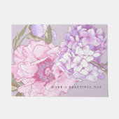Modern Floral Peony Hydrangea Paars Pink Deurmat (Voorkant)