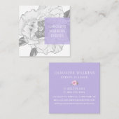 Modern Floral Peony Vierkante Visitekaartje (Voorkant / Achterkant)