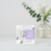Modern Floral Peony Vierkante Visitekaartje (Staand voorkant)