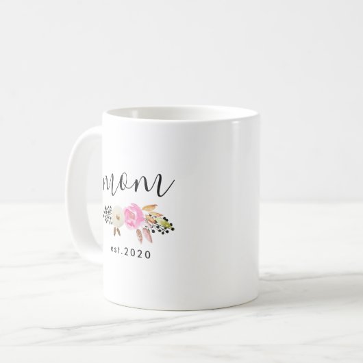 Modern Floral Personalized Moederdag Koffiemok (Voorkant links)