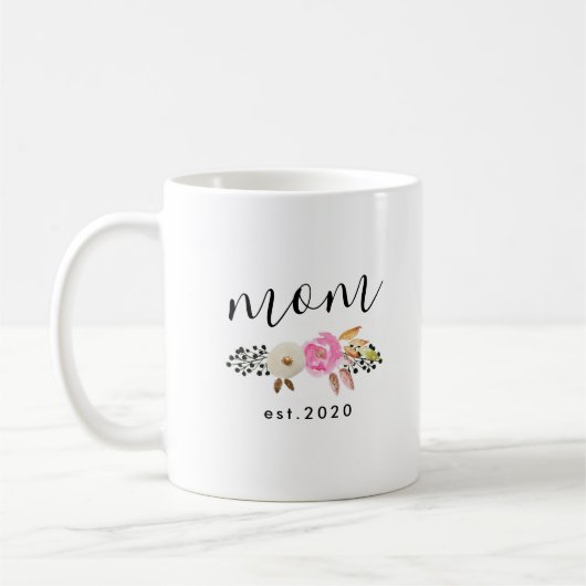 Modern Floral Personalized Moederdag Koffiemok (Links)