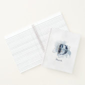 Modern Floral Persoonlijk Monogram Letter D Blauw  Notitieboek (Binnen)