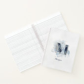 Modern Floral Persoonlijk Monogram Letter M Blauw  Notitieboek (Binnen)