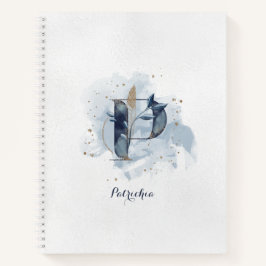Modern Floral Persoonlijk Monogram Letter P Blauw  Notitieboek