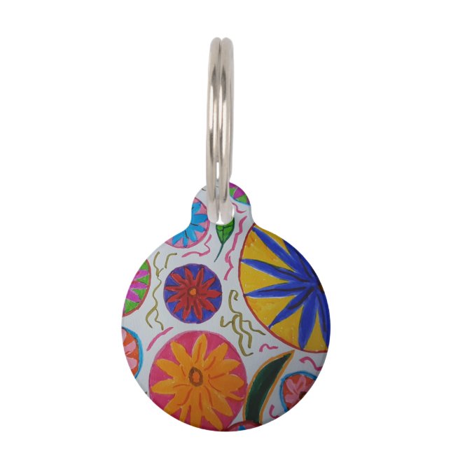 Modern Floral Pet Tag Huisdierpenning (Voorkant)