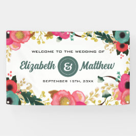 Modern Floral Pink Blauwgroen Banner