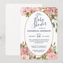 Modern Floral Pink Blush Gold Garden Baby shower