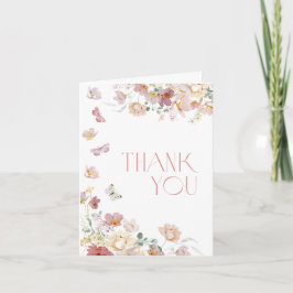 Modern Floral Pink Bridal Shower Thank You Card Bedankkaart