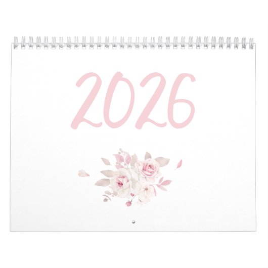 Modern Floral Pink Calendar 2026 Kalender (Hoes)