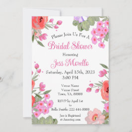 Modern Floral Pink Garden Flowers Vrijgezellenfees Kaart