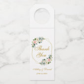 Modern Floral Pink Gold Geometric Lijst Wedding Flessenhanger (Voorkant)