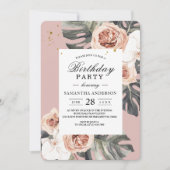 Modern Floral Pink & Green Tropical Leaf & Orchid Kaart (Voorkant)