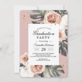 Modern Floral Pink & Green Tropical Leaf & Orchid Kaart (Voorkant)