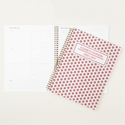 Modern Floral Pink Pattern Weekly Daily Name Planner (Display)