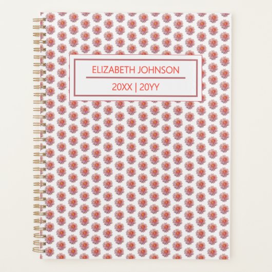 Modern Floral Pink Pattern Weekly Daily Name Planner (Voorkant)