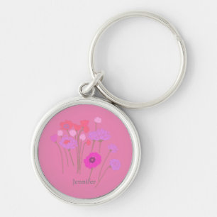 Modern Floral Pink Sleutelhanger