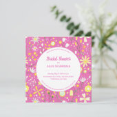 Modern Floral Pink Vrijgezellenfeest Kaart (Staand voorkant)