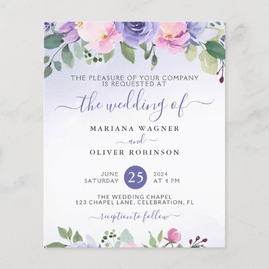 Modern Floral Pink Wedding Uitnodiging Flyer (Voorkant)