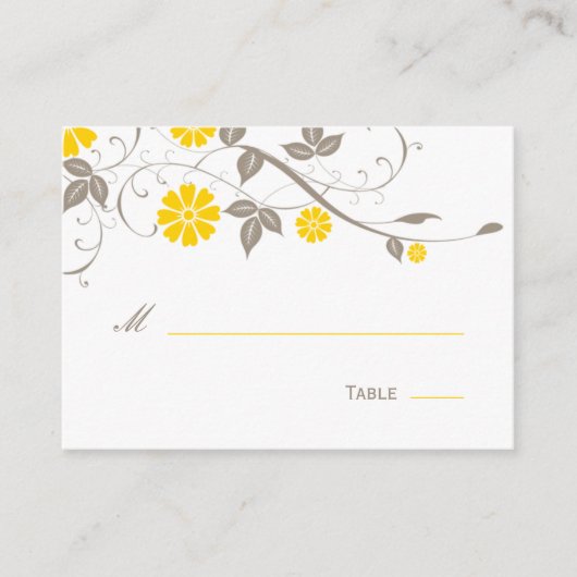 Modern Floral Place Card - Mosterd Plaatskaartje (Voorkant)