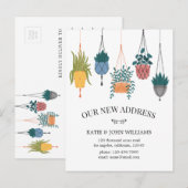 Modern Floral Planten New Home Verhuisaankondiging Aankondigingskaart (Voorkant / Achterkant)