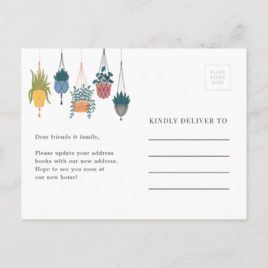 Modern Floral Planten New Home Verhuisaankondiging Aankondigingskaart (Achterkant)