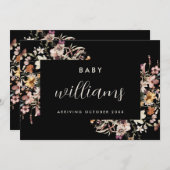 Modern Floral Pregnancy Aankondiging Kaart (Voorkant / Achterkant)