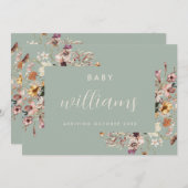 Modern Floral Pregnancy Aankondiging Kaart (Voorkant / Achterkant)