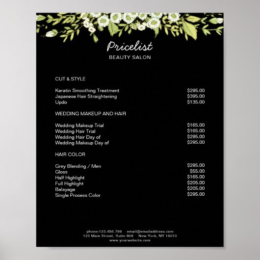 Modern Floral Preislisten  Poster (Voorkant)