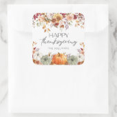 Modern Floral Pumpkin Rustic Happy Thanksgiving  Vierkante Sticker (Tas)
