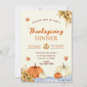 Modern Floral Pumpkin Thanksgiving Diner Feest Kaart (Voorkant)