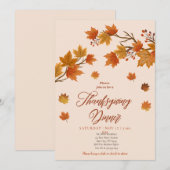 Modern Floral Pumpkin Thanksgiving Diner Kaart (Voorkant / Achterkant)