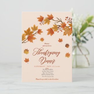 Modern Floral Pumpkin Thanksgiving Diner Kaart