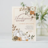 Modern Floral Pumpkin Thanksgiving Diner Kaart (Staand voorkant)