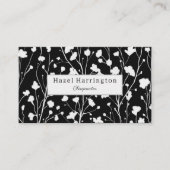 Modern Floral QR Visitekaartje Zwart-wit (Voorkant)