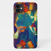 Modern Floral Red Blue Lines Abstract Kunstschilde Case-Mate iPhone Case (Achterkant)