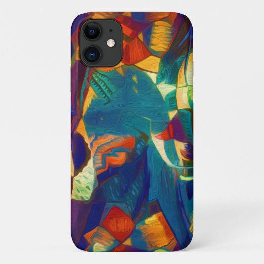 Modern Floral Red Blue Lines Abstract Kunstschilde Case-Mate iPhone Case (Achterkant)