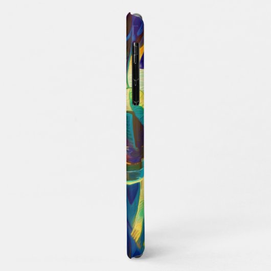 Modern Floral Red Blue Lines Abstract Kunstschilde Case-Mate iPhone Case (Achterkant/links)