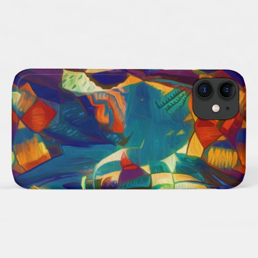 Modern Floral Red Blue Lines Abstract Kunstschilde Case-Mate iPhone Case (Achterkant (horizontaal))