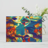 Modern Floral Red Blue Lines Abstract Kunstschilde Feestdagenkaart (Staand voorkant)