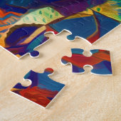 Modern Floral Red Blue Lines Abstract Kunstschilde Legpuzzel (Zijkant)