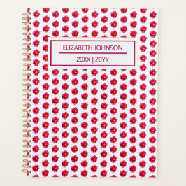 Modern Floral Red Dahlia Pattern Weekly Daily Name Planner