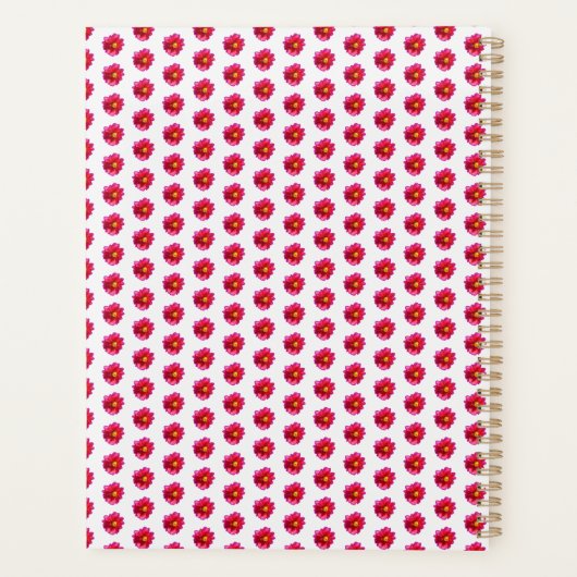 Modern Floral Red Dahlia Pattern Weekly Daily Name Planner (Achterkant)