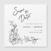 Modern Floral redt de datum van het huwelijk Magnetische Uitnodiging (Voorkant)